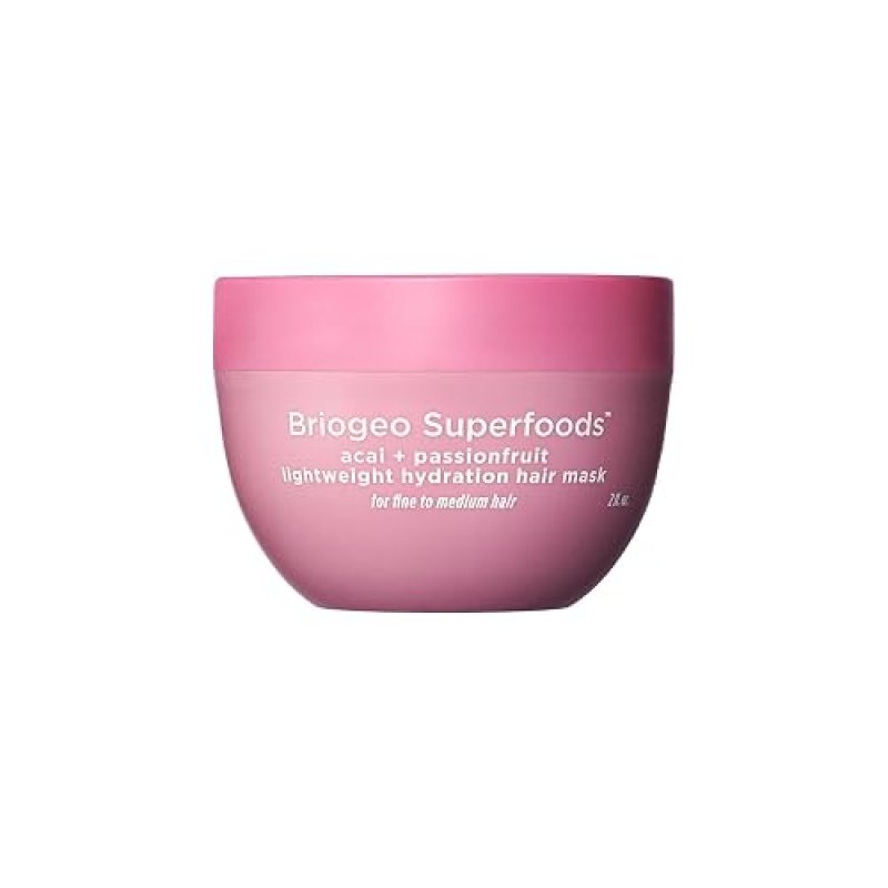 BRIOGEO ACAI PASSIONFRUIT HAIR MASK LIGHTWEIGHT DEEP CONDITIONER FOR FINE HAIR, VEGAN SHINE