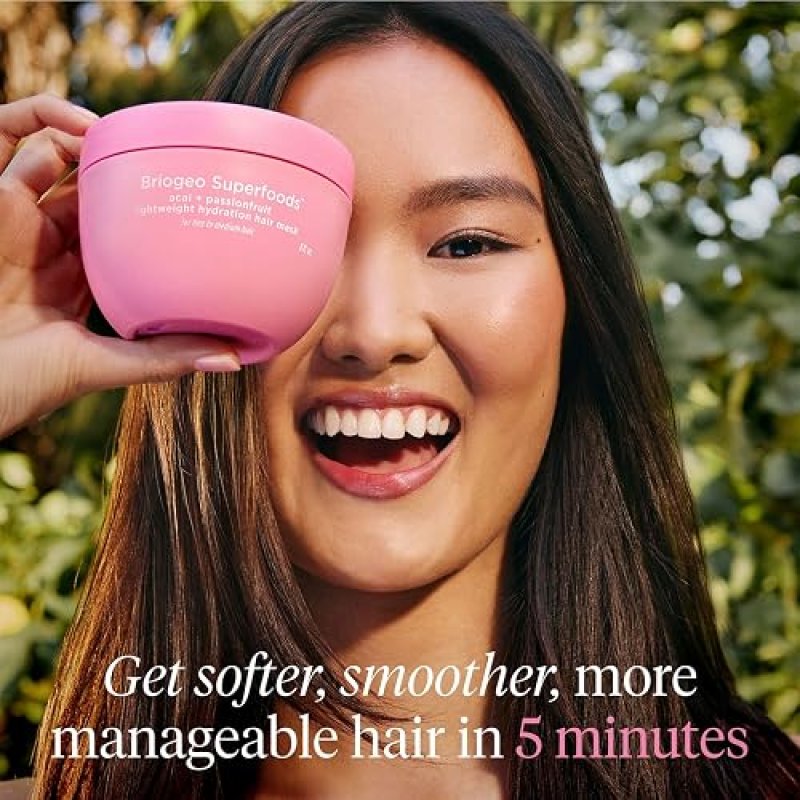 BRIOGEO ACAI PASSIONFRUIT HAIR MASK LIGHTWEIGHT DEEP CONDITIONER FOR FINE HAIR, VEGAN SHINE