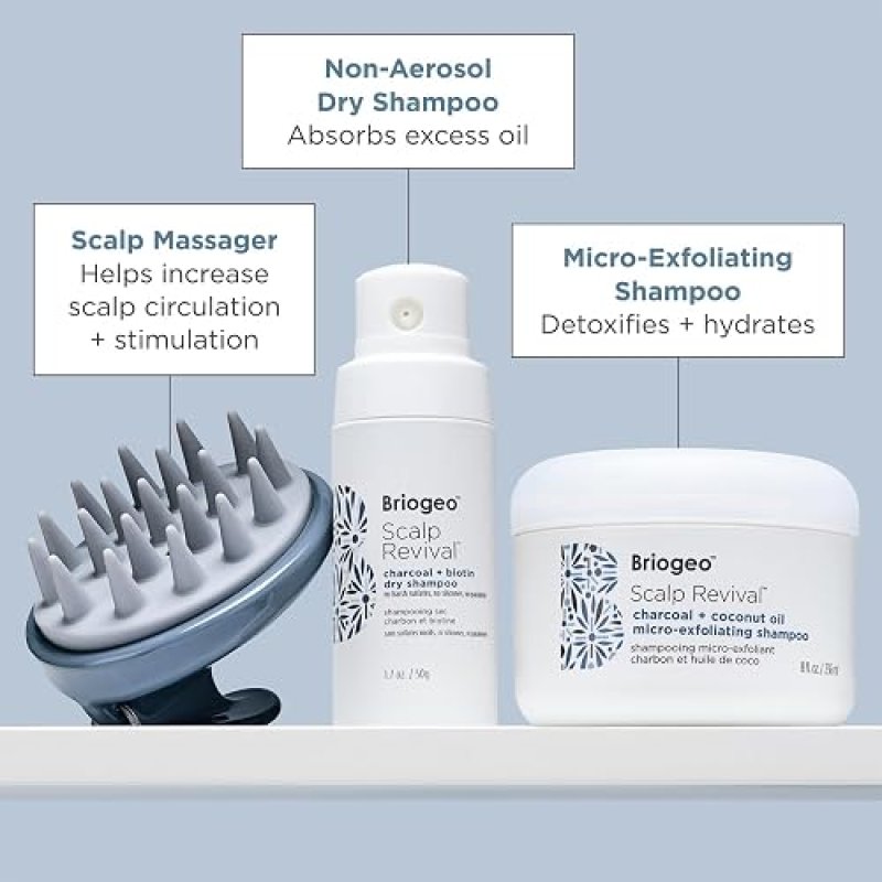 BRIOGEO SCALP REVIVAL SET CHARCOAL TEA TREE DETOX, HYDRATE SCALP CARE, VEGAN CRUELTY-FREE