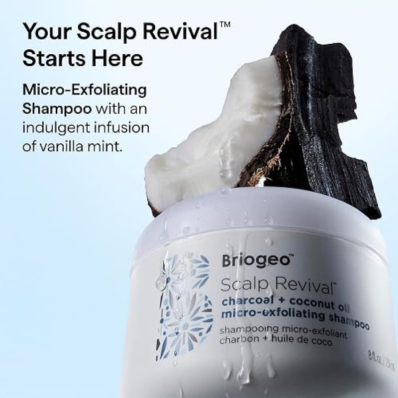 BRIOGEO SCALP REVIVAL CHARCOAL COCONUT OIL SHAMPOO SULFATE-FREE, DETOX HYDRATE, VEGAN