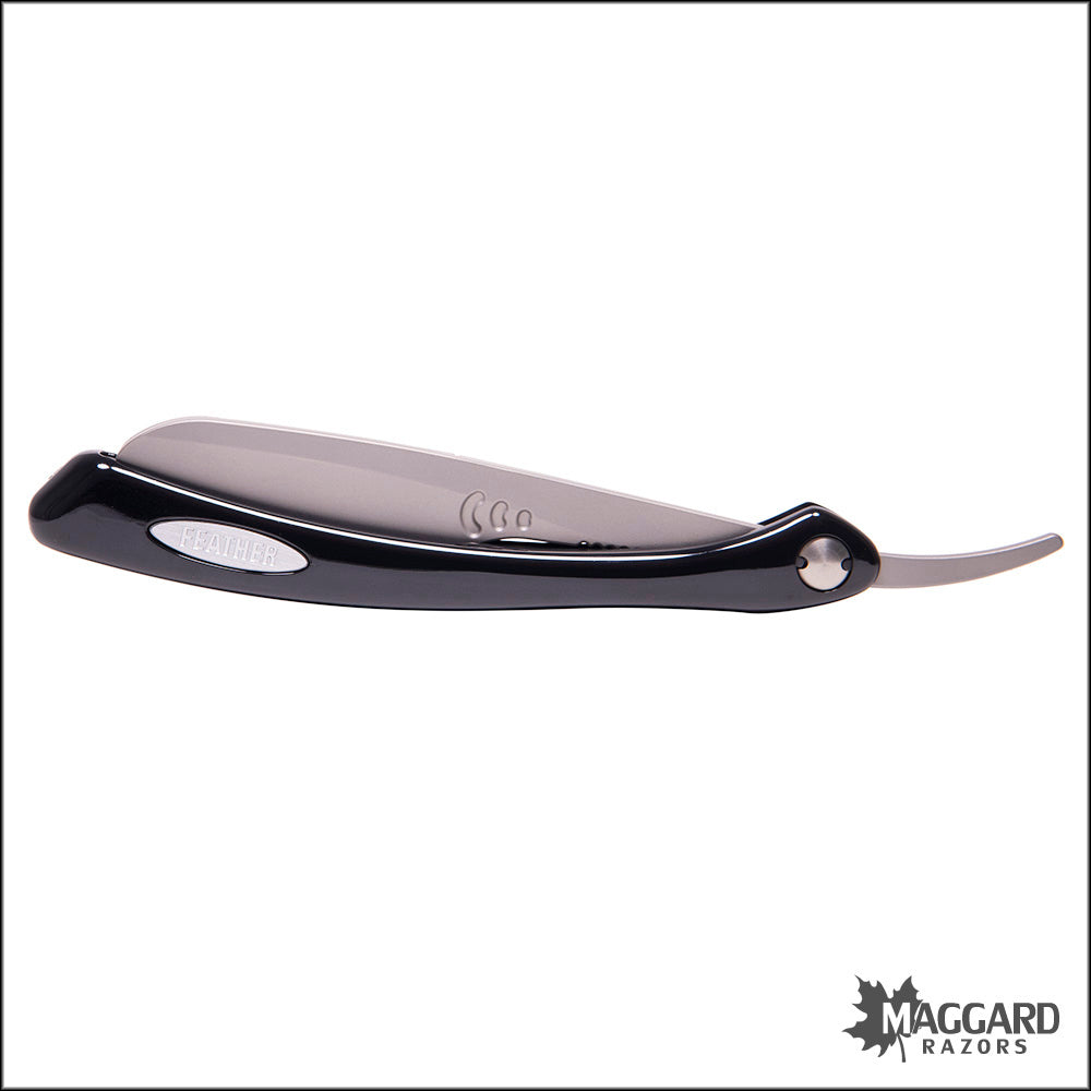 FEATHER ARTIST CLUB SR FOLDING STRAIGHT RAZOR SHAVETTE, BLACK HANDLE