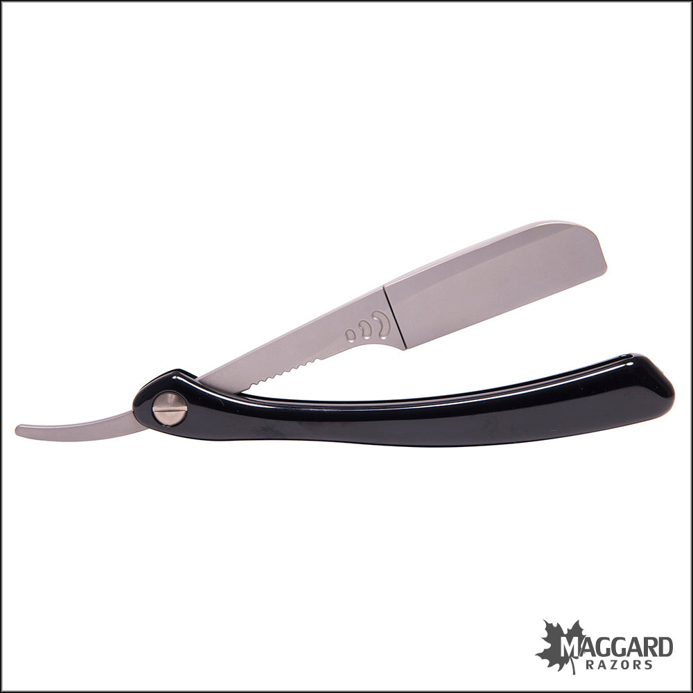 FEATHER ARTIST CLUB SR FOLDING STRAIGHT RAZOR SHAVETTE, BLACK HANDLE