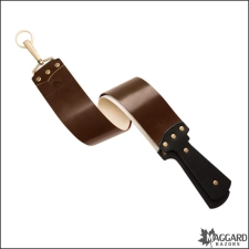 EZRA ARTHUR BROWN CORDOVAN RAZOR STROP WITH GOLD HARDWARE, 2.5"