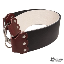 MOUNTAIN MIKE 3" ENGLISH BRIDLE LEATHER STROP, BROWN, COTTON WEBBING, D RINGS