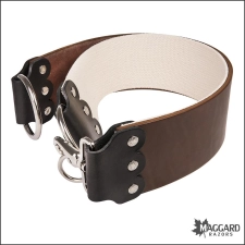 MOUNTAIN MIKE 3" ENGLISH BRIDLE LEATHER STROP, CHESTNUT, COTTON WEBBING, D RINGS