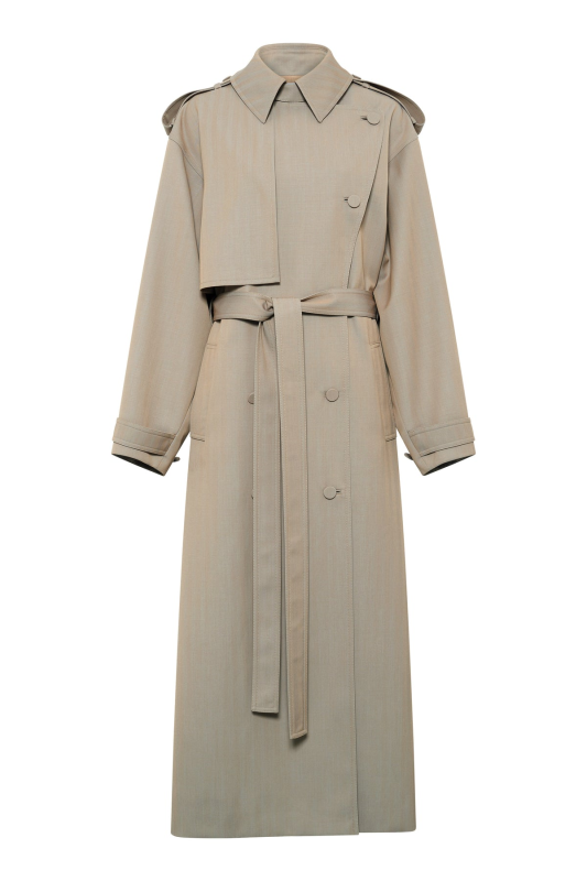 GABRIELA HEARTS  TELLUS TRENCH COAT IN CAMEL CROSS-DYED WOOL  CAMEL