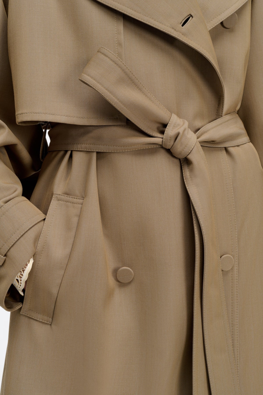 GABRIELA HEARTS  TELLUS TRENCH COAT IN CAMEL CROSS-DYED WOOL  CAMEL