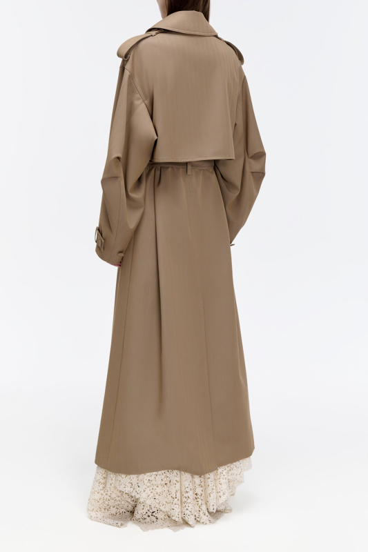 GABRIELA HEARTS  TELLUS TRENCH COAT IN CAMEL CROSS-DYED WOOL  CAMEL