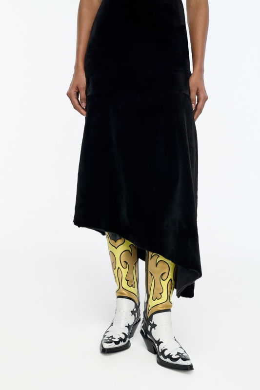 GABRIELA HEARTS HAND PAINTED CAPITANA COWBOY BOOT IN BLACK, WHITE & YELLOW LEATHER
