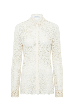 GABRIELA HEARTS VERA SHIRT IN IVORY FLORAL CASHMERE LACE WITH SUEDE LACE CUFFS  IVORY