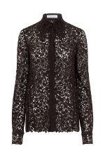 GABRIELA HEARTS VERA SHIRT IN CHOCOLATE FLORAL CASHMERE LACE WITH SUEDE LACE CUFFS  CHOCOLATE
