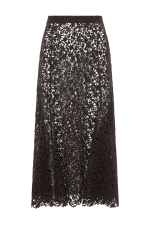 GABRIELA HEARTS  PATTERSON SKIRT IN CHOCOLATE FLORAL CASHMERE LACE  CHOCOLATE