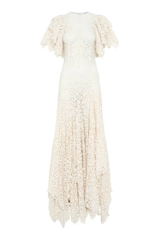 GABRIELA HEARTS LULSY DRESS IN IVORY FLORAL CASHMERE LACE  IVORY