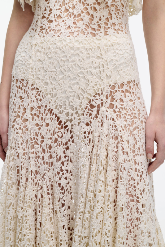 GABRIELA HEARTS LULSY DRESS IN IVORY FLORAL CASHMERE LACE  IVORY