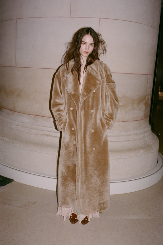 GABRIELA HEARTS TELLUS TRENCH COAT IN CHAMPAGNE SHEARLING  CHAMPAGNE