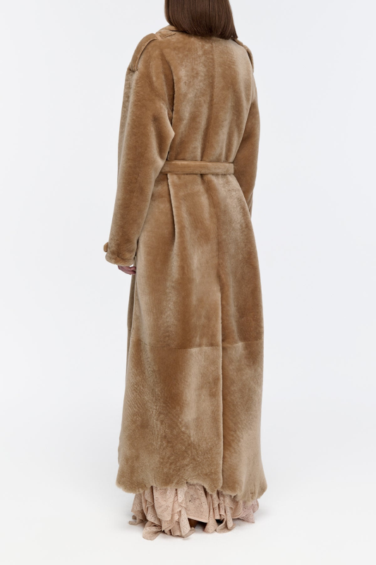GABRIELA HEARTS TELLUS TRENCH COAT IN CHAMPAGNE SHEARLING  CHAMPAGNE