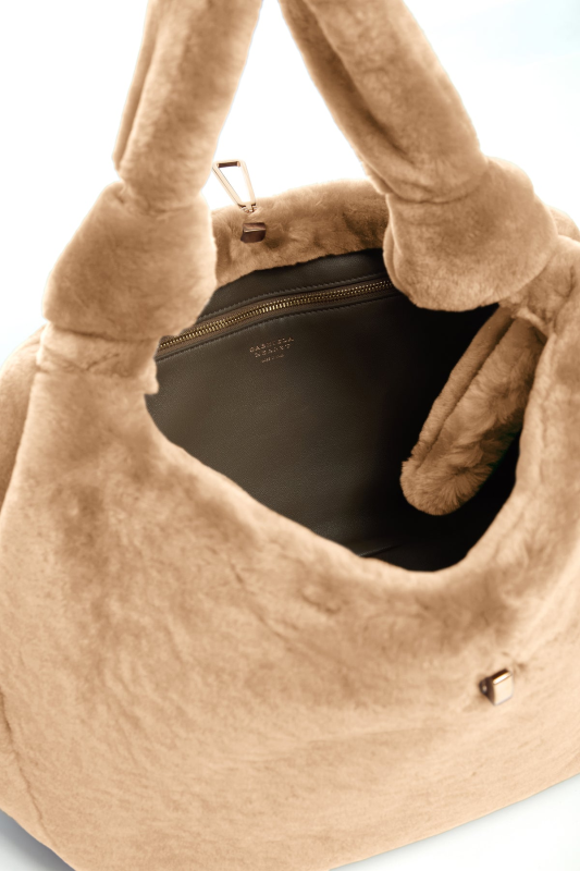 GABRIELA HEARTS SMALL ANTONIA BAG IN CHAMPAGNE SHEARLING  CHAMPAGNE