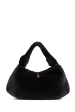 GABRIELA HEARTS SMALL ANTONIA BAG IN BLACK SHEARLING  BLACK