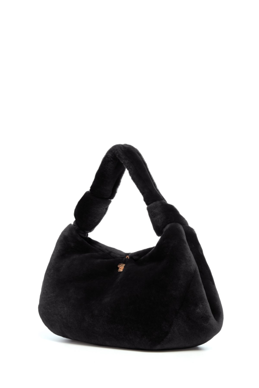 GABRIELA HEARTS SMALL ANTONIA BAG IN BLACK SHEARLING  BLACK