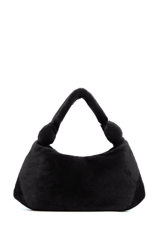 GABRIELA HEARTS SMALL ANTONIA BAG IN BLACK SHEARLING  BLACK