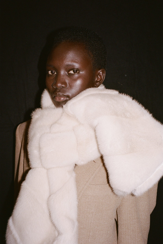 GABRIELA HEARTS MACCABEE SCARF IN IVORY RECYCLED FUR  IVORY