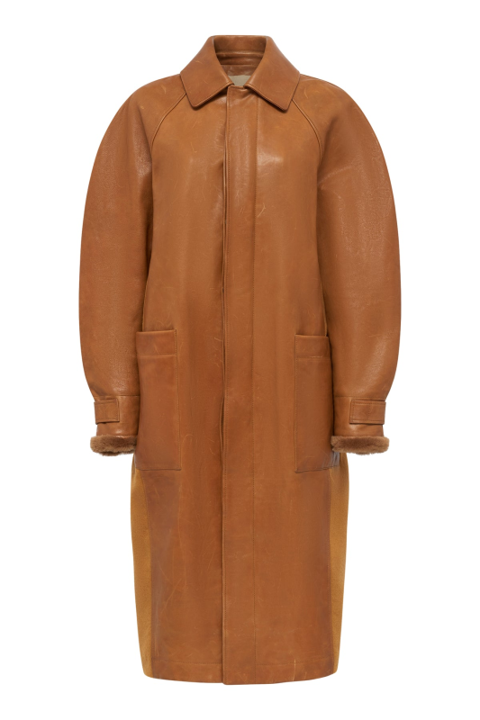 GABRIELA HEARTS ARBOR COCOON COAT IN COGNAC VACHETTA LEATHER  COGNAC