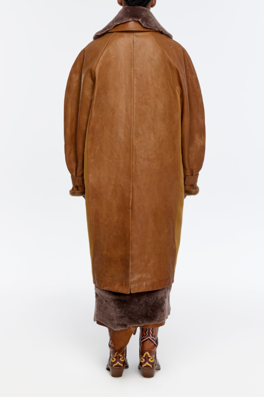 GABRIELA HEARTS ARBOR COCOON COAT IN COGNAC VACHETTA LEATHER  COGNAC