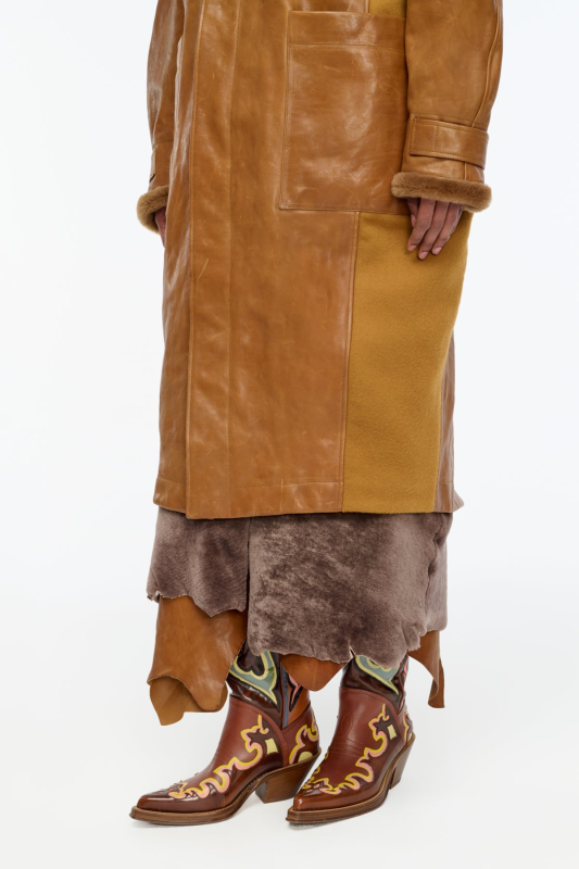 GABRIELA HEARTS ARBOR COCOON COAT IN COGNAC VACHETTA LEATHER  COGNAC