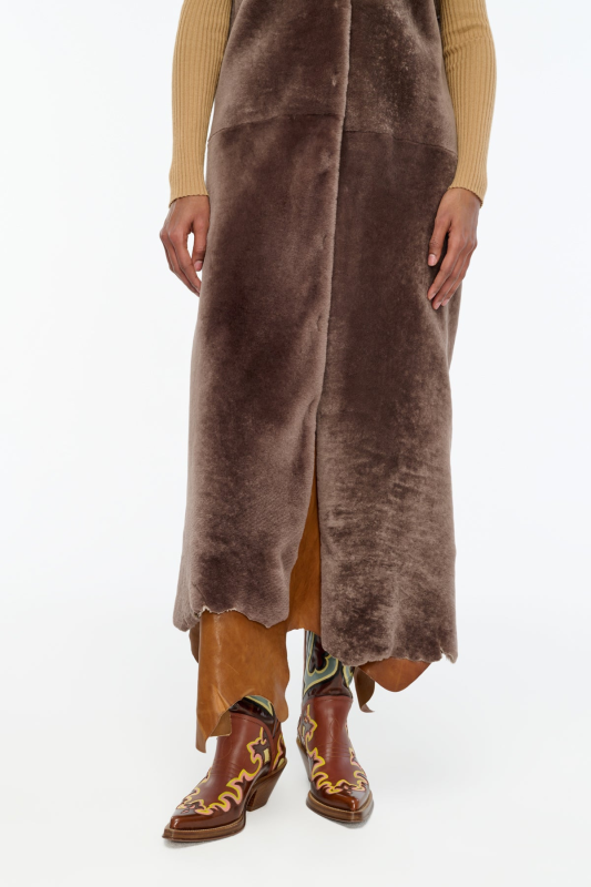 GABRIELA HEARTS SMITH RAW CUT COAT LINER IN MOCHA SHEARLING MOCHA