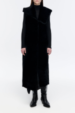 GABRIELA HEARTS SMITH RAW CUT COAT LINER IN BLACK SHEARLING  BLACK