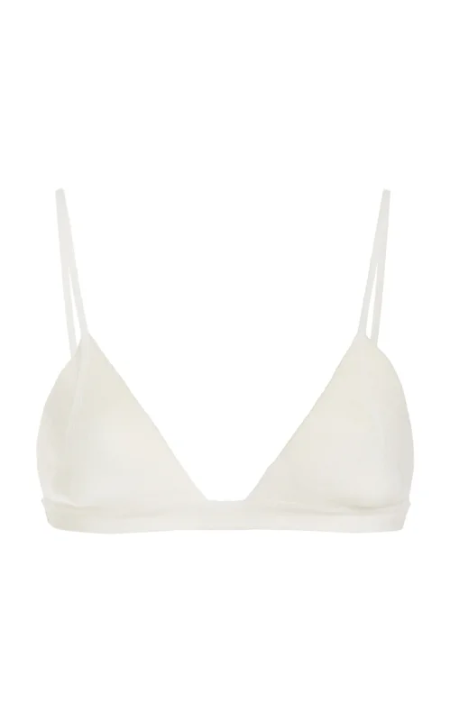 GABRIELA HEARTS CHEVIER KNIT BRA IN IVORY MERINO WOOL