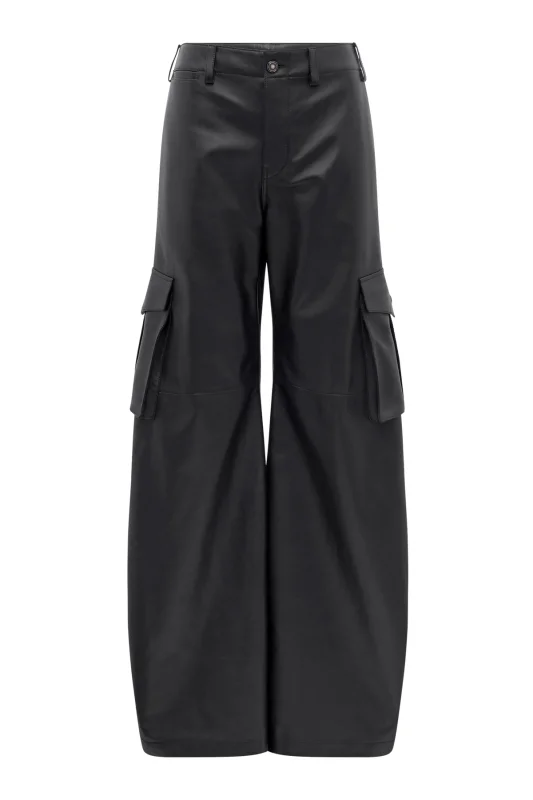 GABRIELA HEARTS EOS BARREL-LEG CARGO PANT IN BLACK SOFT LEATHER