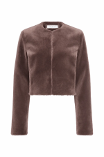 GABRIELA HEARTS HERMERA RAW CUT JACKET IN MOCHA SHEARLING
