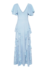 GABRIELA HEARTS SPIRAL RUFFLES DRESS IN LIGHT BLUE SUEDE
