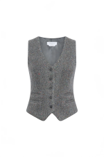 GABRIELA HEARTS COLERIDGE VEST IN CHARCOAL MULTI CASHMERE WOOL HERRINGBONE