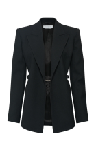 GABRIELA HEARTS EPONA CHAIN BLAZER IN BLACK RECYCLED VIRGIN WOOL