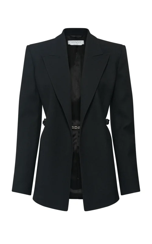 GABRIELA HEARTS EPONA CHAIN BLAZER IN BLACK RECYCLED VIRGIN WOOL