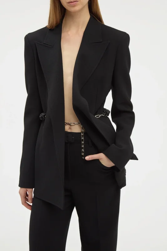 GABRIELA HEARTS EPONA CHAIN BLAZER IN BLACK RECYCLED VIRGIN WOOL
