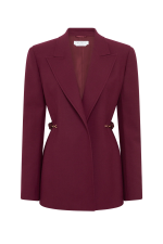 GABRIELA HEARTS EPONA CHAIN BLAZER IN BORDEAUX RECYCLED VIRGIN WOOL