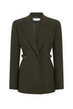 GABRIELA HEARTS EPONA CHAIN BLAZER IN DEEP OLIVE RECYCLED VIRGIN WOOL