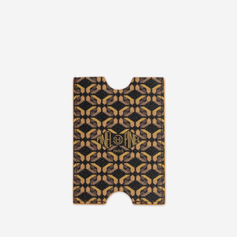 PINEL ET PINEL HUBLOT COATED CANVAS CARD HOLDER MOCACCINO