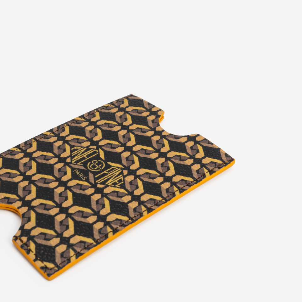 PINEL ET PINEL HUBLOT COATED CANVAS CARD HOLDER MOCACCINO