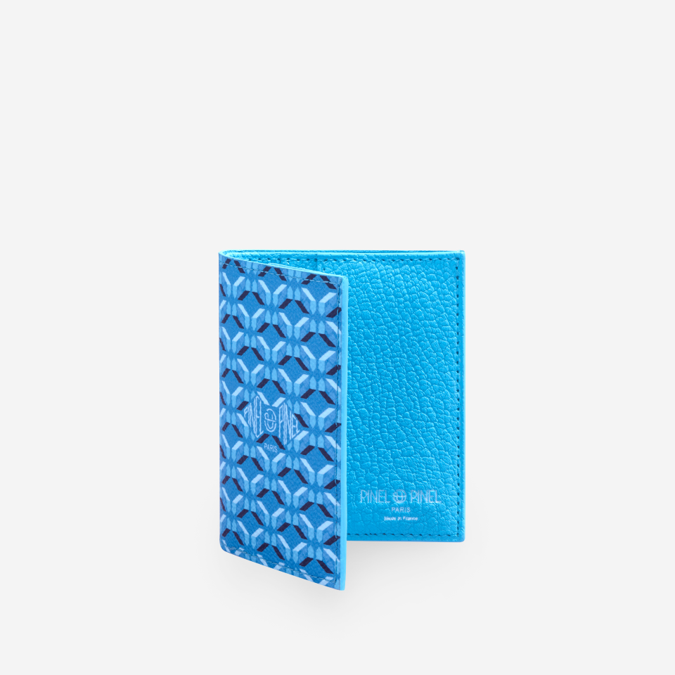 PINEL ET PINEL PIPO 2C COATED CANVAS CARD HOLDER AZUR/GIVRE