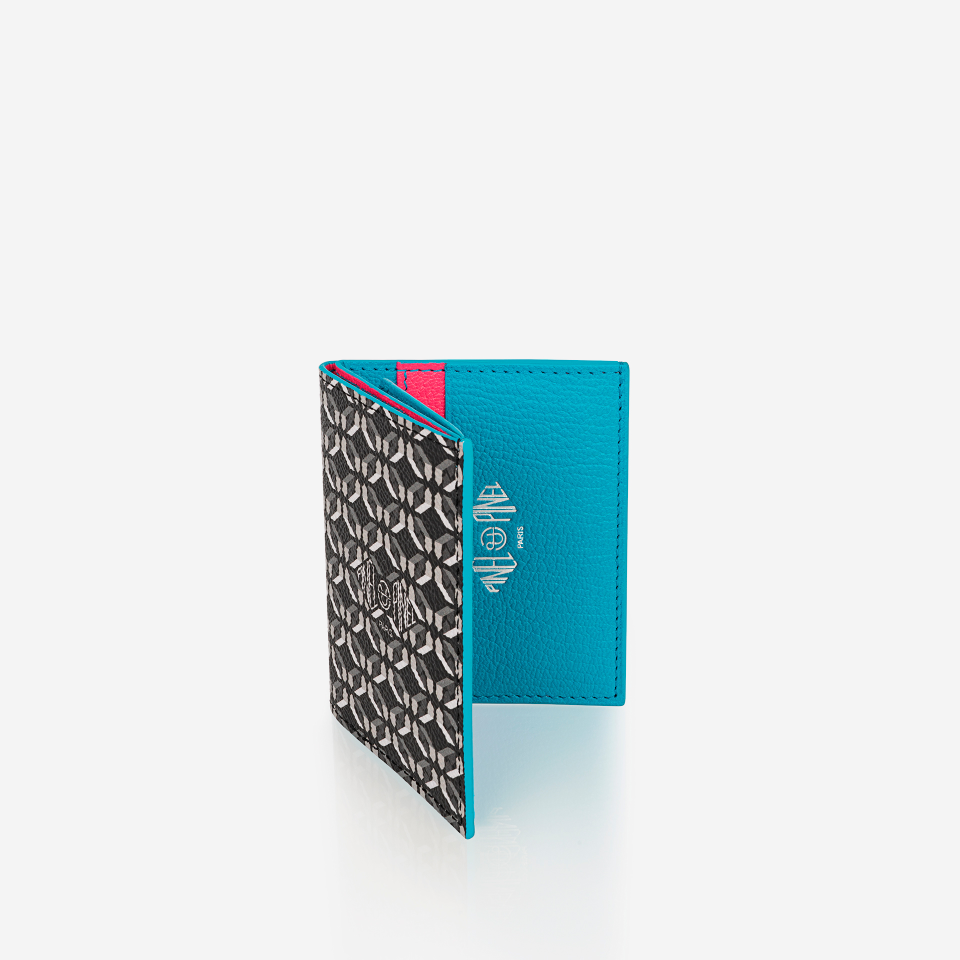 PINEL ET PINEL PIPO 2C COATED CANVAS CARD HOLDER PERFECT BLACK/ELECTRIQUE