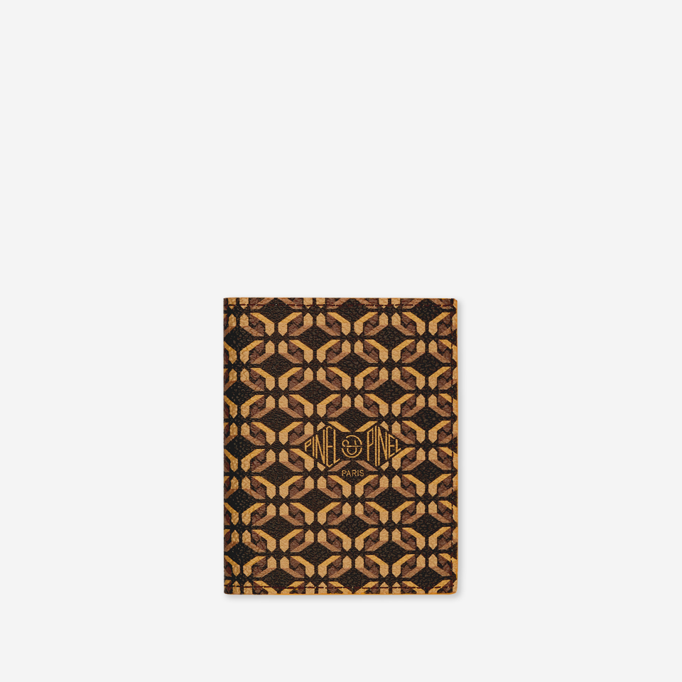 PINEL ET PINEL PIPO 2C COATED CANVAS CARD HOLDER MOCACCINO/TOURNESOL