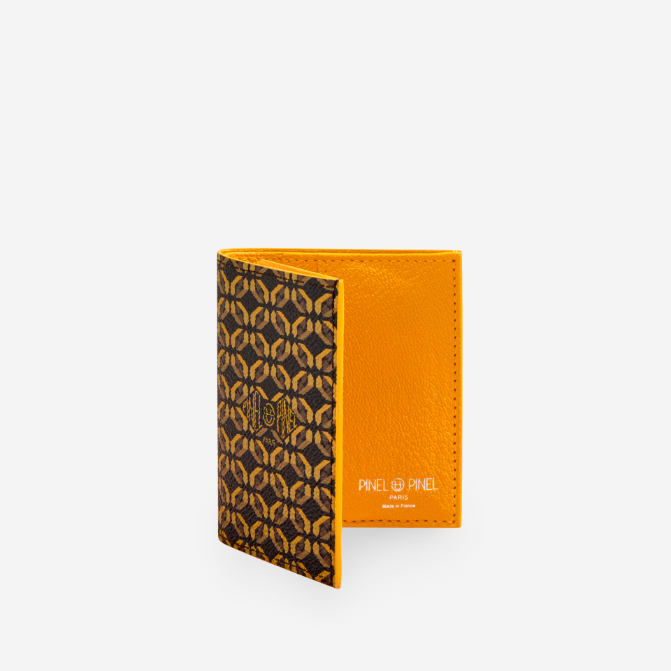 PINEL ET PINEL PIPO 2C COATED CANVAS CARD HOLDER MOCACCINO/TOURNESOL
