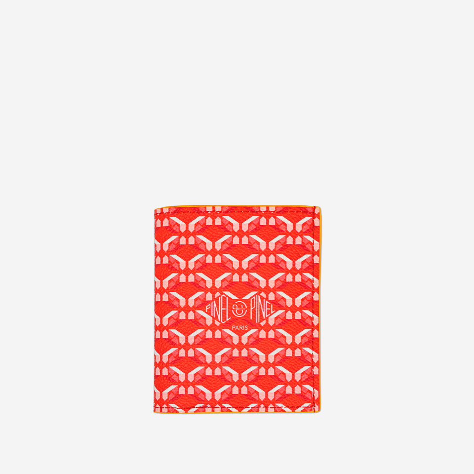 PINEL ET PINEL PIPO 2C COATED CANVAS CARD HOLDER  POPPY/MIMOSA