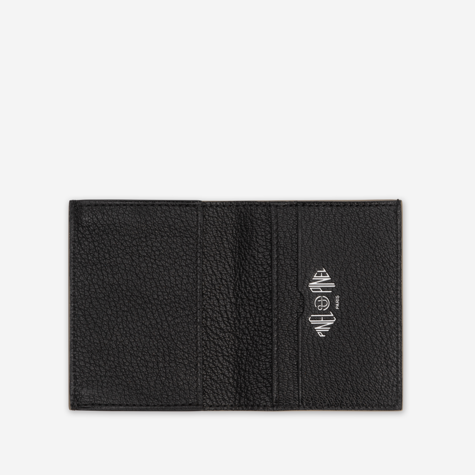 PINEL ET PINEL PIPO 2C GOATSKIN CARD HOLDER  BLACK (GT)