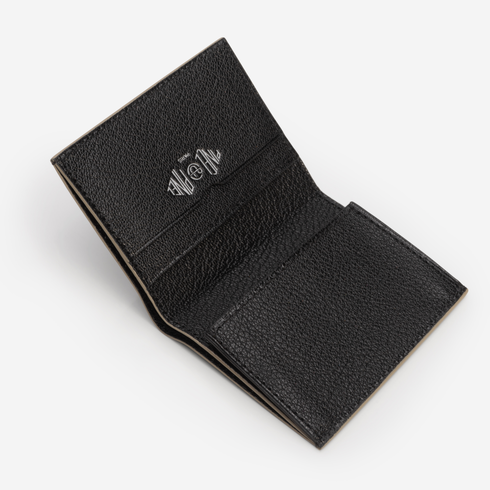 PINEL ET PINEL PIPO 2C GOATSKIN CARD HOLDER  BLACK (GT)