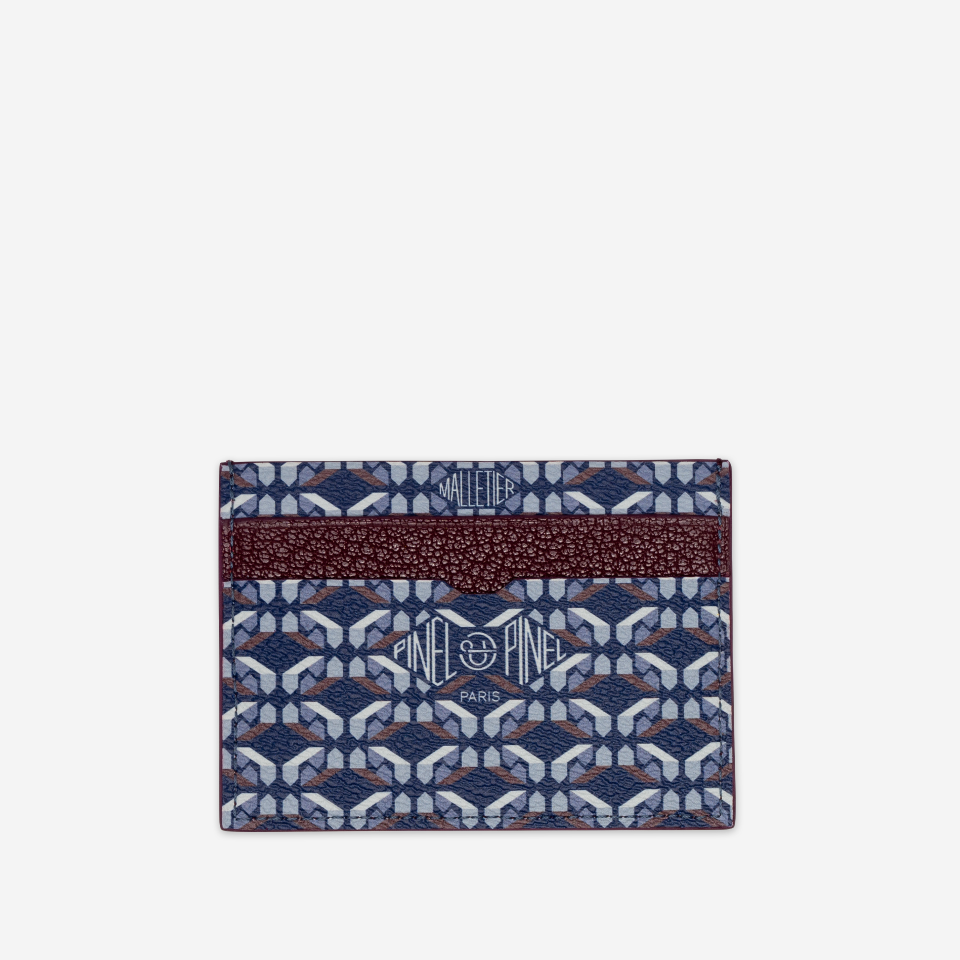 PINEL ET PINEL POP 5C COATED CANVAS CARD HOLDER  INDIGO INT. BORDEAUX